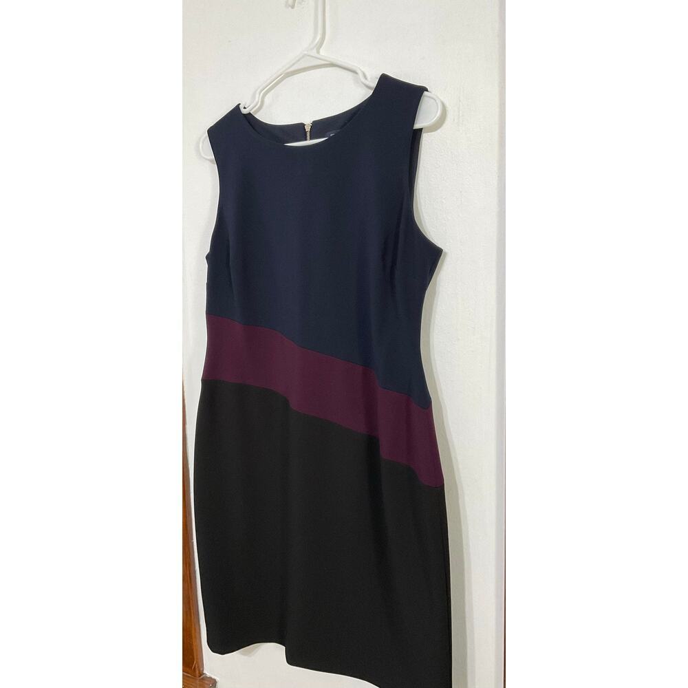Tommy Hilfiger Colorblock Sleeveless Sheath Dress Size 12 Large Fitted Stretch - Picture 3 of 6